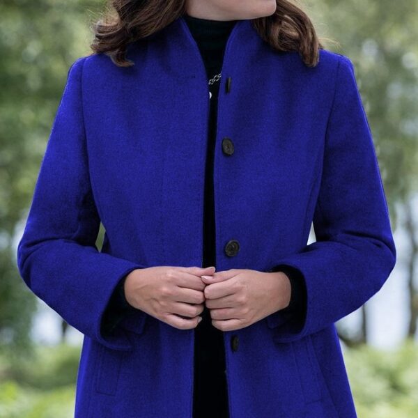 Autumn And Winter Simplicity Long Sleeve Lapel Button Slim-fit Woolen Coat