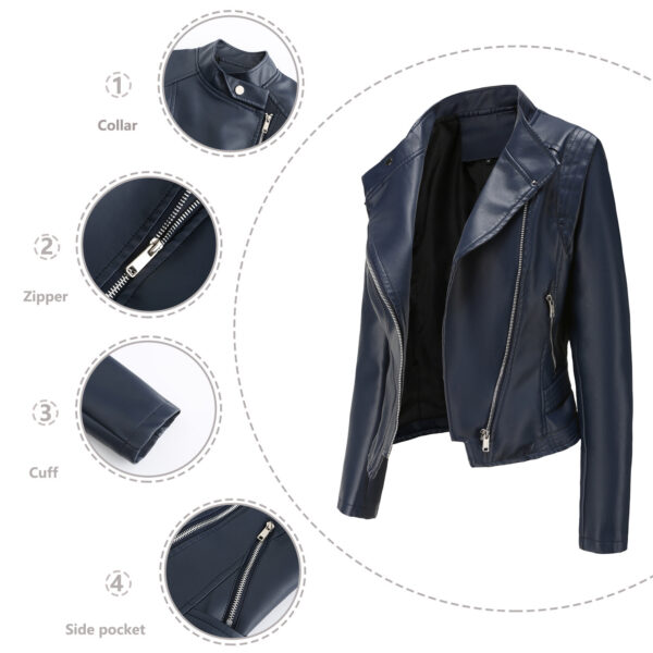 Women Slim-fit Leather Coat Women - Image 5