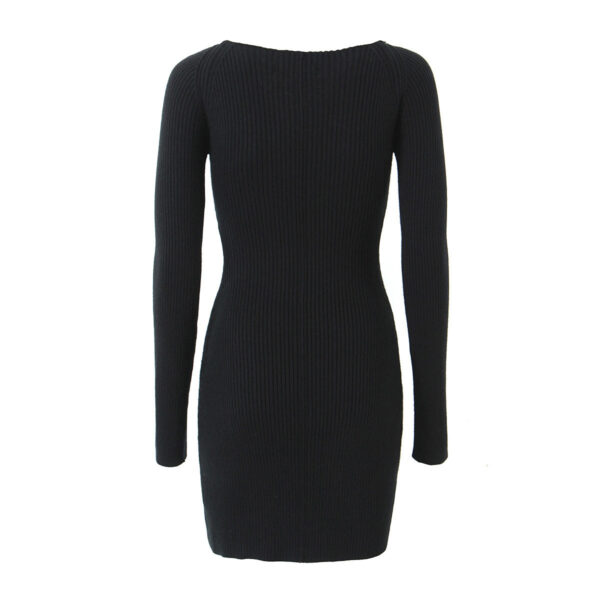 Hot Girl Hollow Out Tied Knitted Dress - Image 5