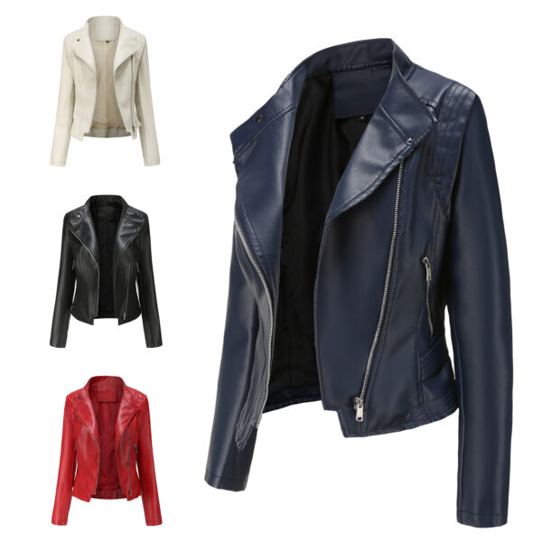 Women Slim-fit Leather Coat Women - Image 9