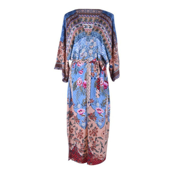 Rayon Watermark Printed Beach Cover-up Cardigan Long Dress - Image 2