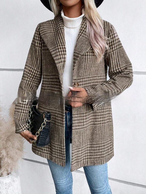 Women's Fashion Personality Woolen Plaid Coat - Image 4