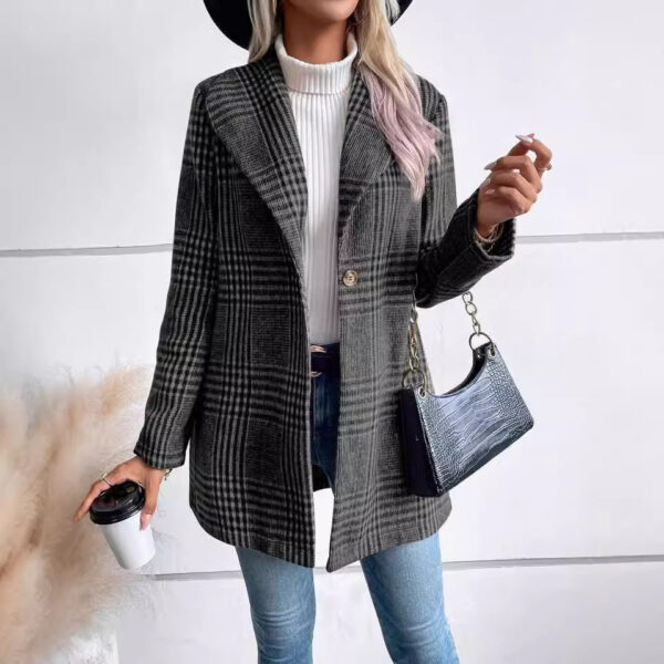 Women's Fashion Personality Woolen Plaid Coat - Image 2