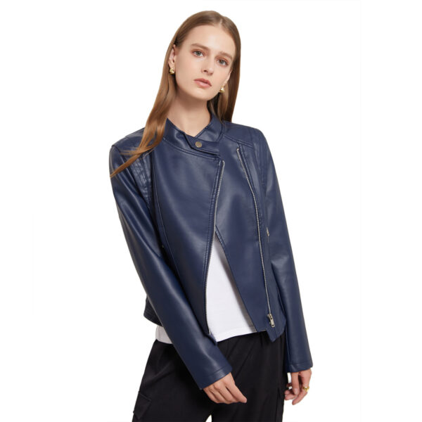 Women Slim-fit Leather Coat Women