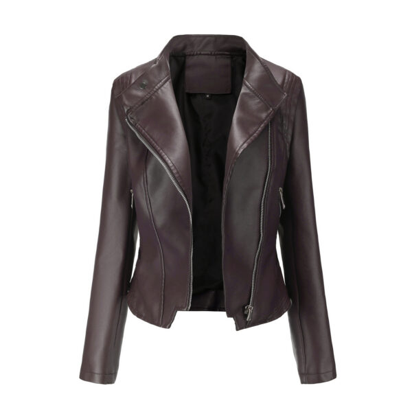 Women Slim-fit Leather Coat Women - Image 8