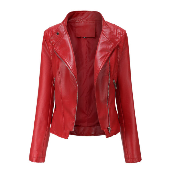 Women Slim-fit Leather Coat Women - Image 10