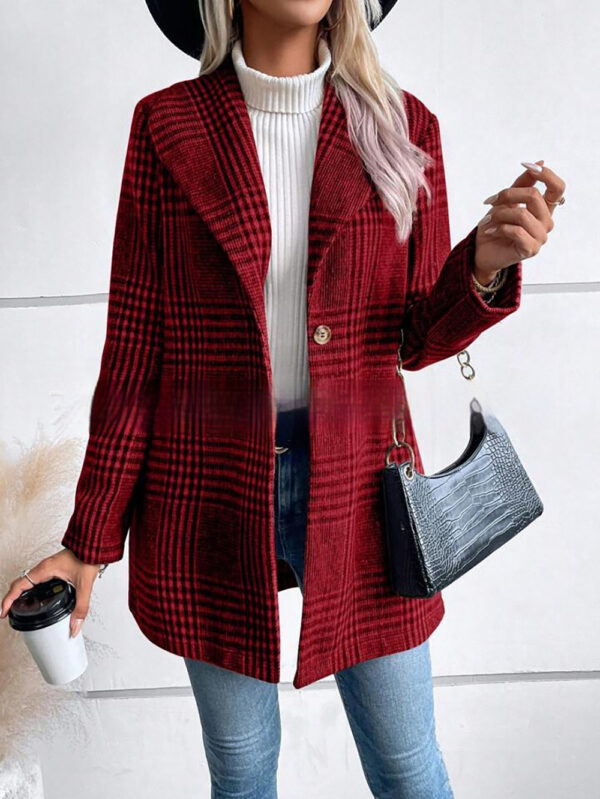 Women's Fashion Personality Woolen Plaid Coat - Image 3