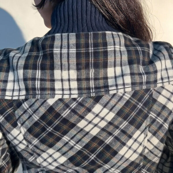 Autumn Winter Retro Plaid Turtleneck Coat - Image 2