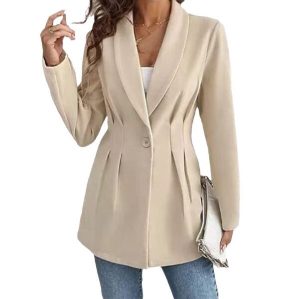 Spring Long Sleeve Slim Fit Woolen Women's Coat - Image 4