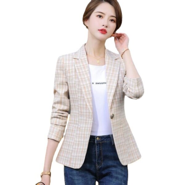 Korean Style British Casual Plaid Short Suit - Image 3