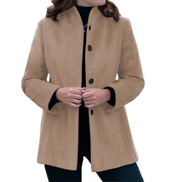 Autumn And Winter Simplicity Long Sleeve Lapel Button Slim-fit Woolen Coat - Image 6