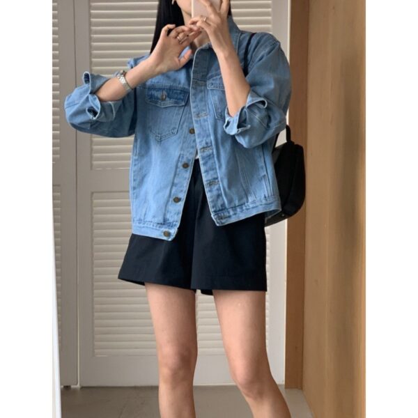 Retro Regular Washed Denim Jacket - Image 5