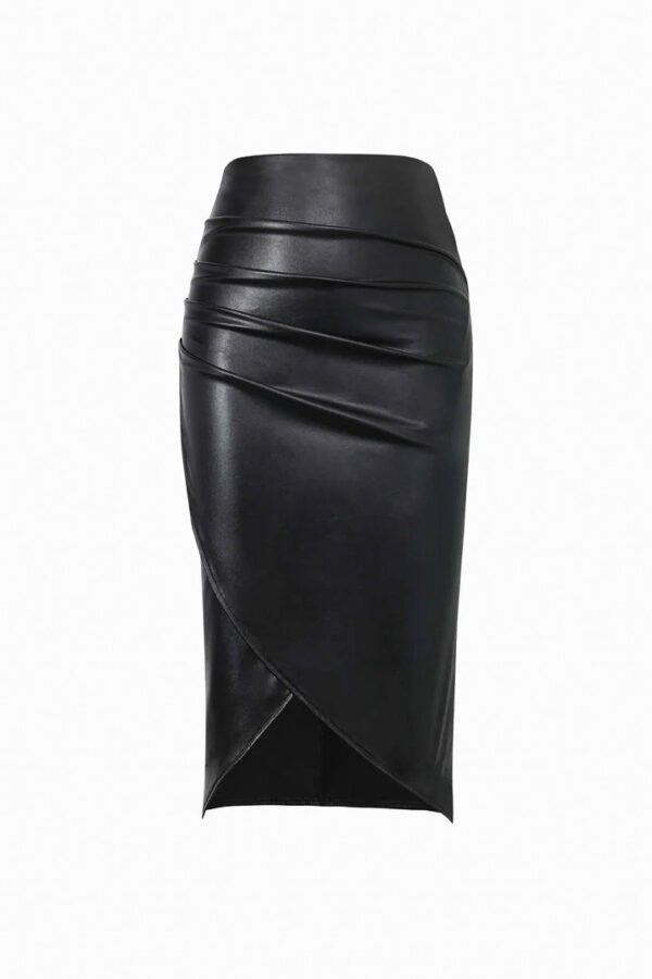 Split Leather Skirt Leather High Waist Sheath Skirt - Image 2