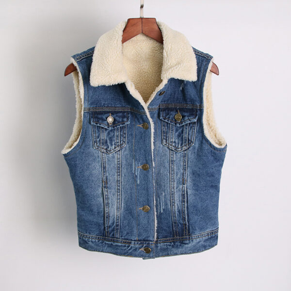 Autumn And Winter Korean Slim Fit Lamb Wool Thickened Vest - Image 5