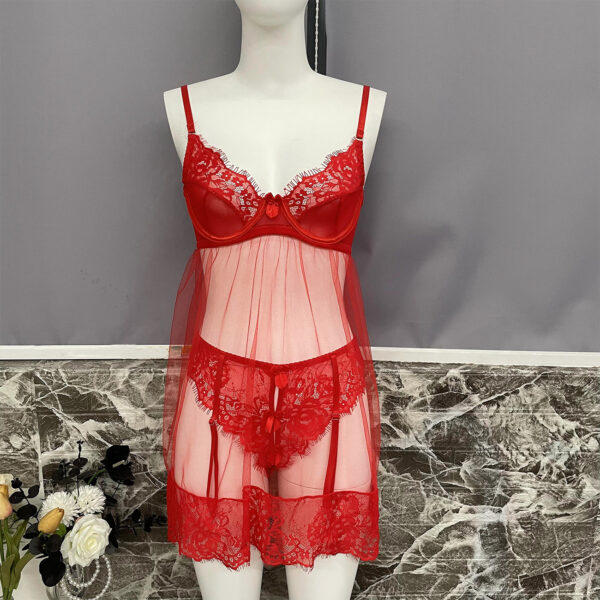 Sexy Mesh See-through Cute Tulle Nightdress Seductive Set - Image 6