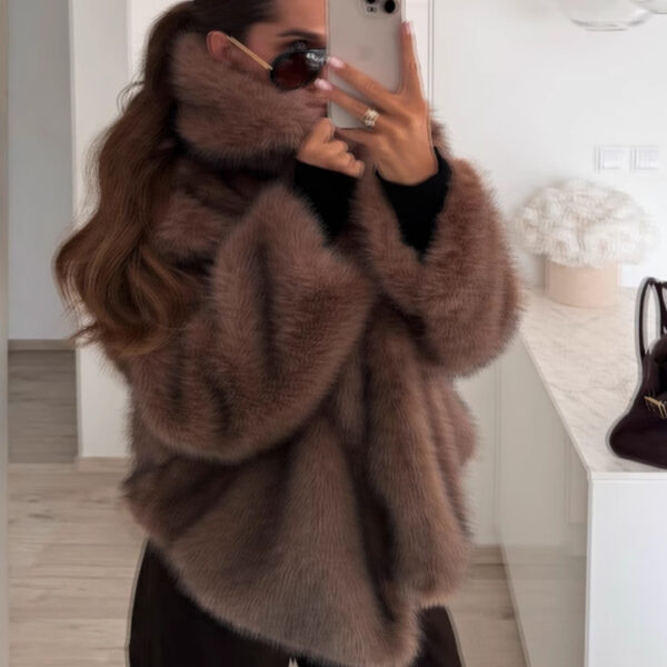 Solid Color Plush Coat Fur Women's Clothing - Image 6