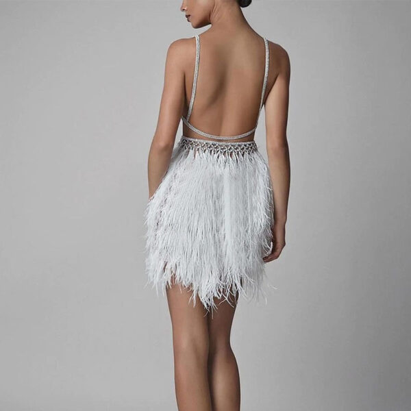 Women's Fashion Personalized Sling Feather Dress - Image 4