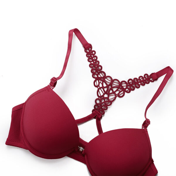 Beautiful Back Lace Front Buckle With Steel Ring Removable Bra Set - Image 4