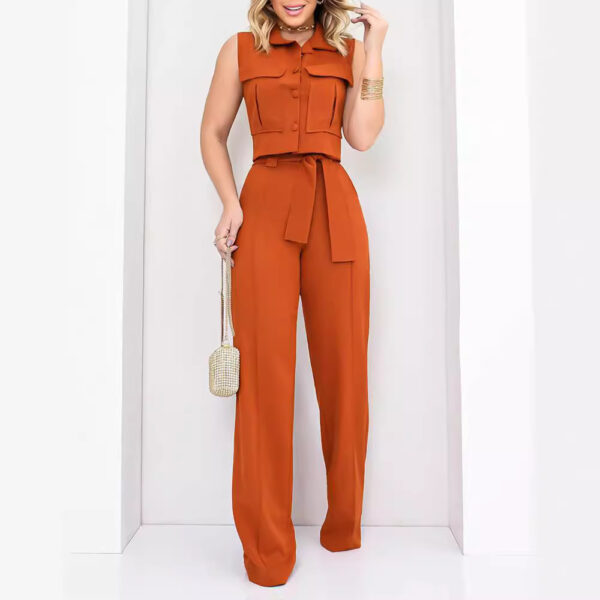 Pocket Vest Straight Tailor Blouse And Pants