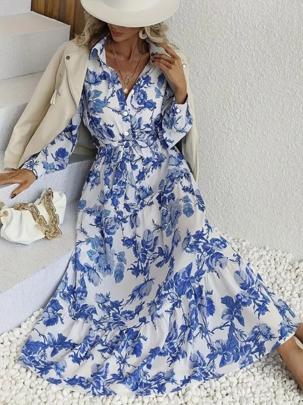 Ladies Fashion Summer Flowy Print Dress - Image 5