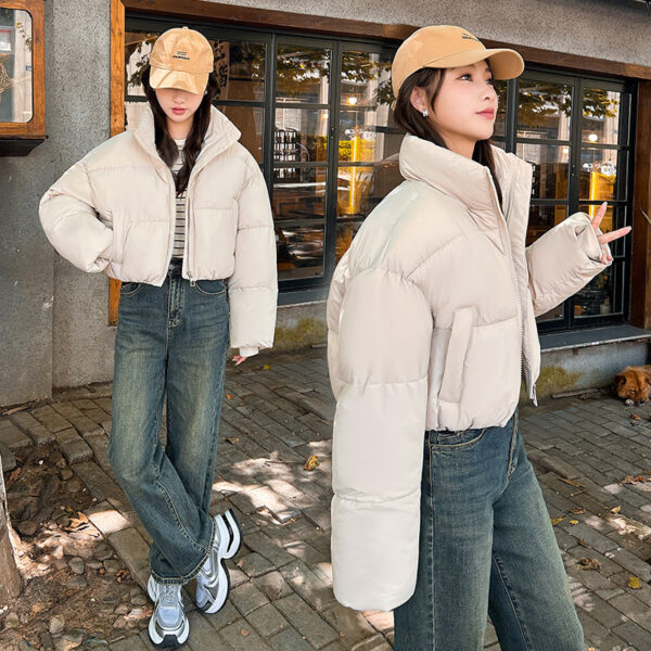 Stand-up Collar Thick Down Cotton Jacket Coat - Image 5