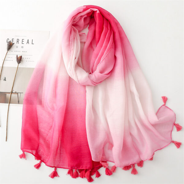 Gradient Scarf Travel Sun Protection Silk Scarf - Image 4