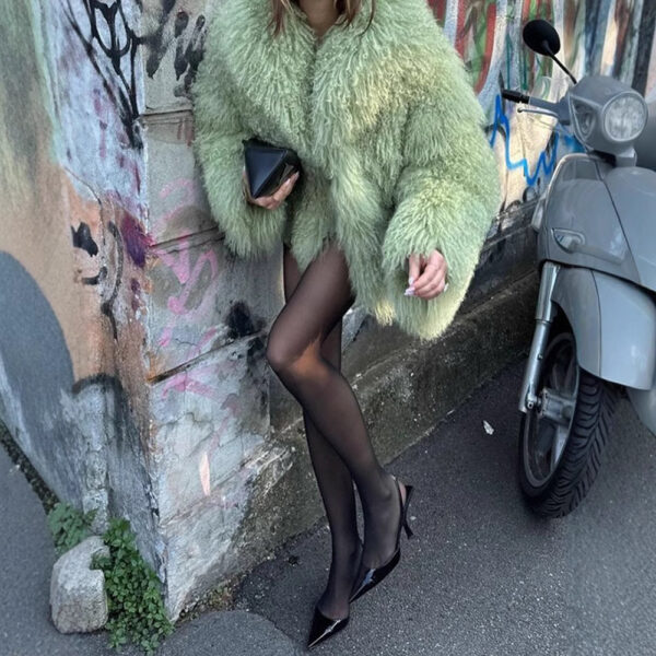 Color Plush Fur Coat Socialite Style - Image 2