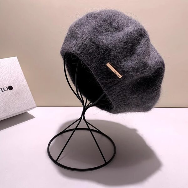 All-matching Knitted Gray Beret Women's Winter Warm - Image 5