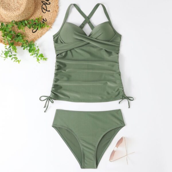 Women's Seperated Swimwear Solid Color Nylon Slim Fit - Image 2