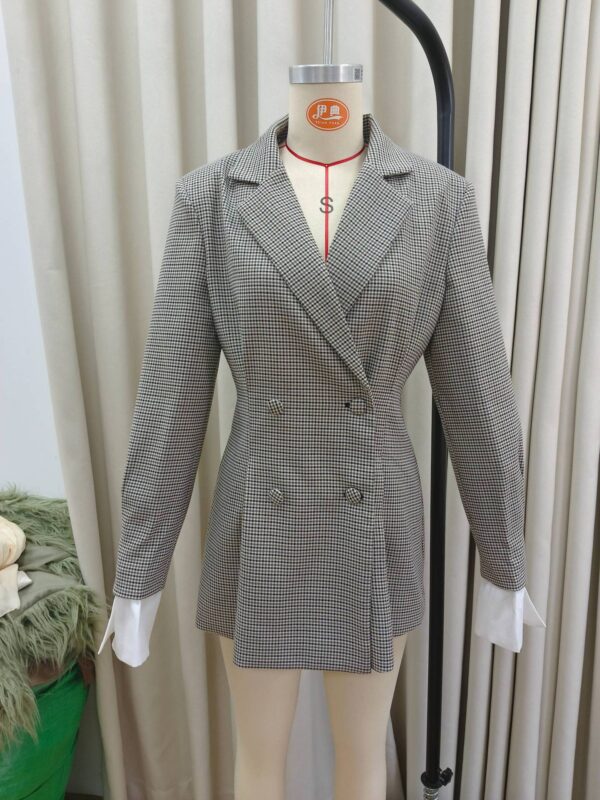 Fashion Plaid Waist-tight Suit Jacket For Women - Image 5