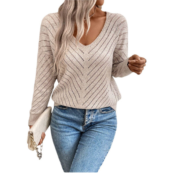 Women's Hollow Loose Casual Long Sleeves Pullover - Image 2