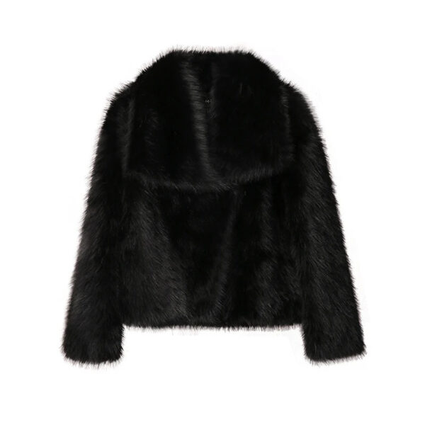 Large Lapel Fluffy Plush Artificial Fur Coat - Image 8