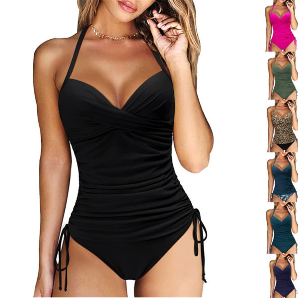 Women's Seperated Swimwear Solid Color Nylon Slim Fit - Image 3