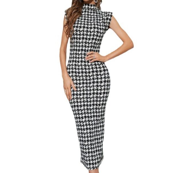 European And American Houndstooth Slim-fit Elegant Dress - Image 7