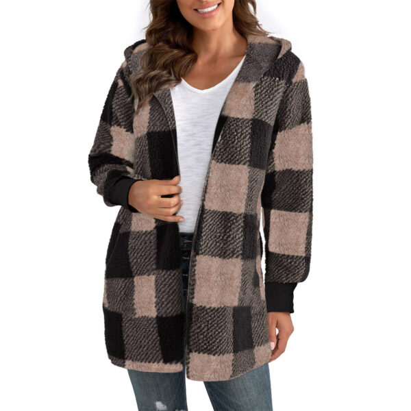 Coat Loose Plaid Color Stitching Knitted Cardigan Sweater - Image 8