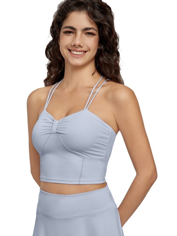 Women's Front Chest Pleated Yoga Vest With Chest Pad - Image 4