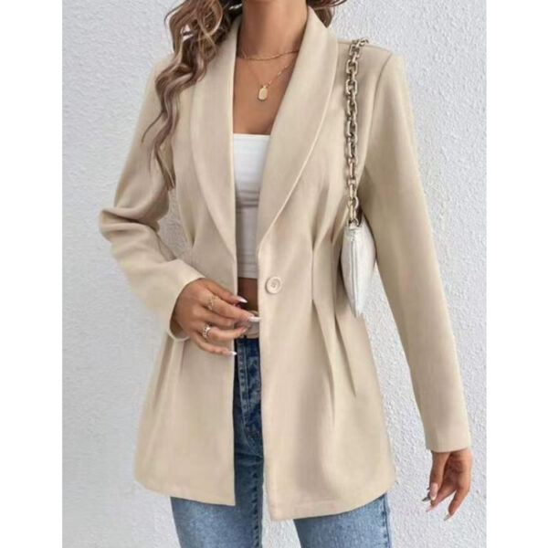 Spring Long Sleeve Slim Fit Woolen Women's Coat - Image 3