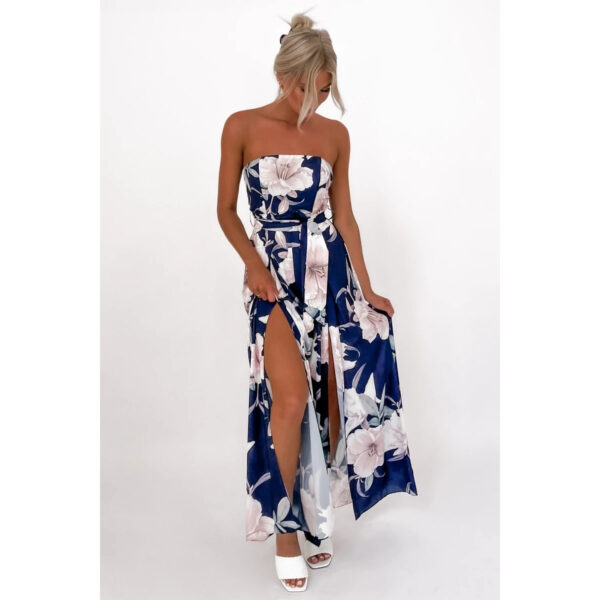 Spring And Summer New Digital Printed Sexy Off-shoulder Tube Top Dress