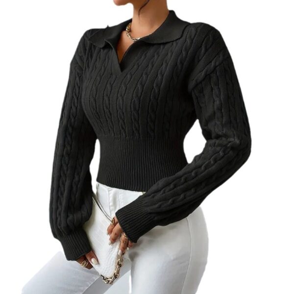 Women's Sweater Fashion Solid Color And V-neck - Image 2