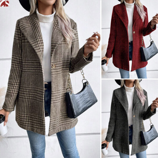 Women's Fashion Personality Woolen Plaid Coat