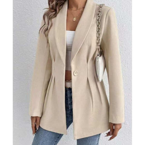 Spring Long Sleeve Slim Fit Woolen Women's Coat - Image 2