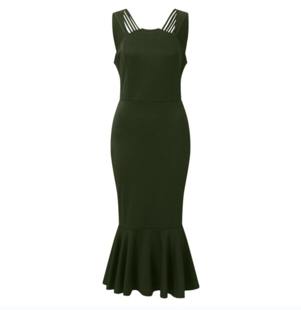 Women's Elegant Half-length Sleeveless Without Back Dress - Image 2