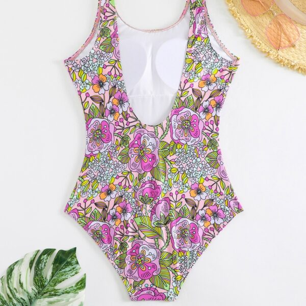 One-piece Printed Sexy Backless Floral European And American Advanced Swimsuit - Image 4