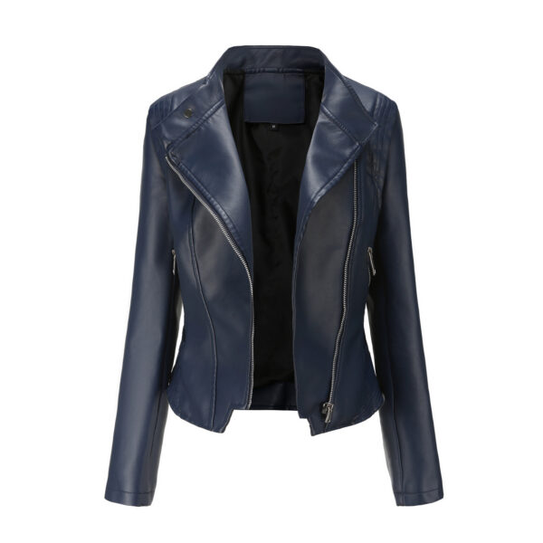 Women Slim-fit Leather Coat Women - Image 4