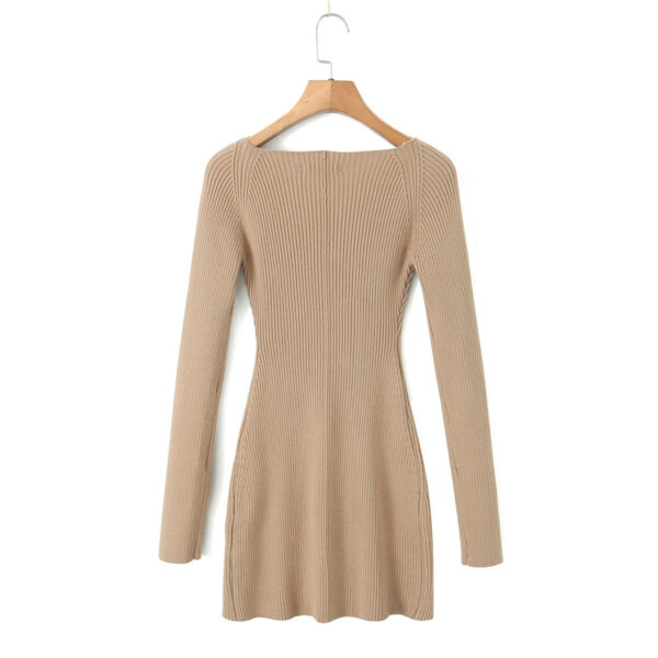 Hot Girl Hollow Out Tied Knitted Dress - Image 3