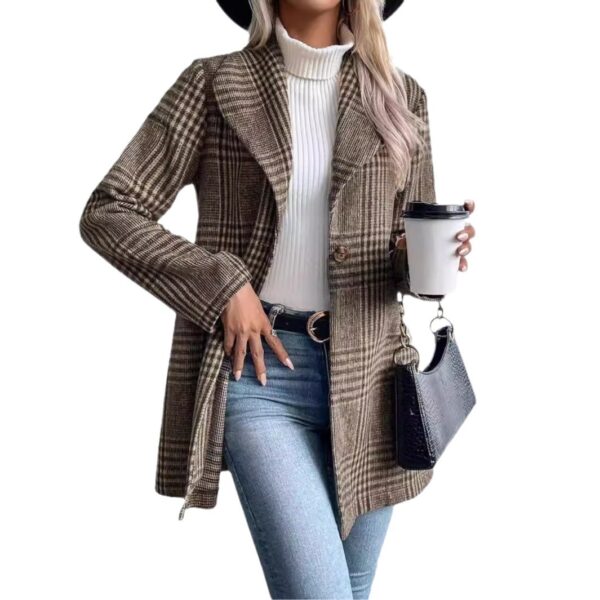 Women's Fashion Personality Woolen Plaid Coat - Image 5