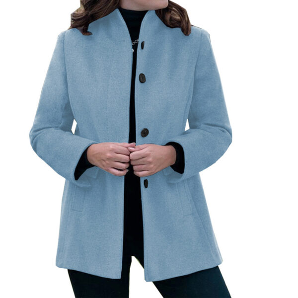 Autumn And Winter Simplicity Long Sleeve Lapel Button Slim-fit Woolen Coat - Image 7