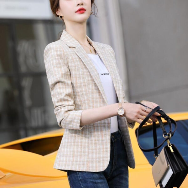 Korean Style British Casual Plaid Short Suit - Image 5