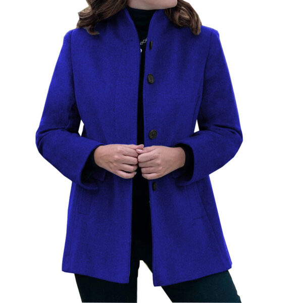 Autumn And Winter Simplicity Long Sleeve Lapel Button Slim-fit Woolen Coat - Image 3