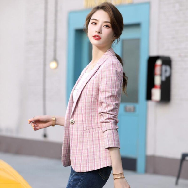 Korean Style British Casual Plaid Short Suit - Image 2